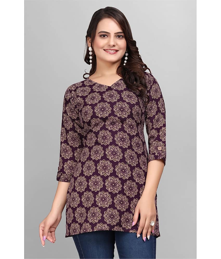 Devakii Women's Cotton Blend Regular Top ( Purple )
