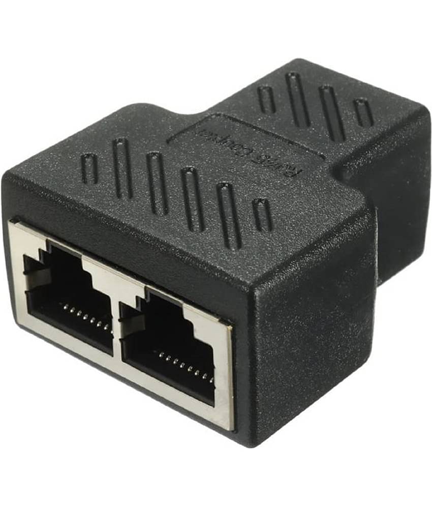 EKRAJ Lan Splitter / Rj45 Splitter/Ethernet Splitter 1 to 2 Female 8P8C Network Plug Lan Coupler For Laptop, Router, Personal Computer,Modem Server (Black)