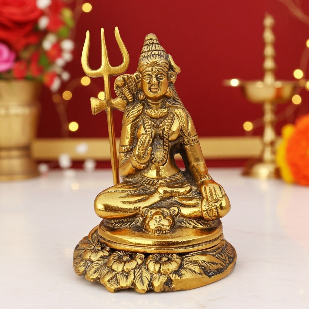 Aluminium  Showpiece Mahadev God Idol Statue (ASMAS335 G)
