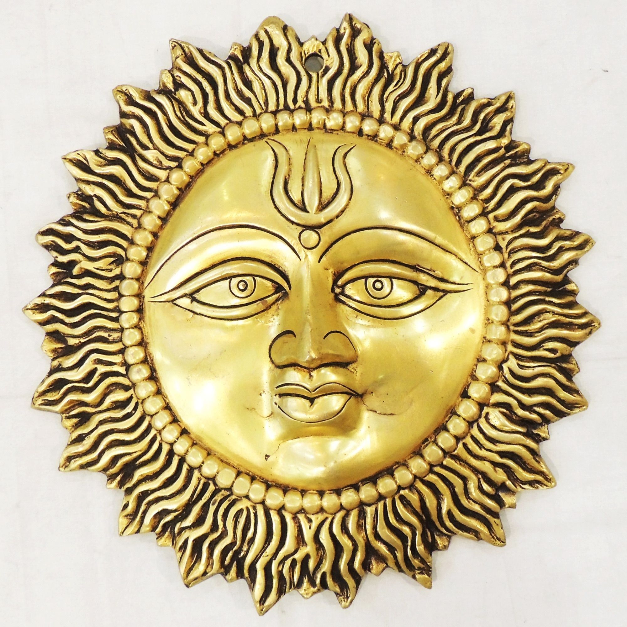 Traditional Brass Suraj Dev Wall Hanging | Home & Temple Decor, Height : 13.2 Inch (BSMAS1843 J)