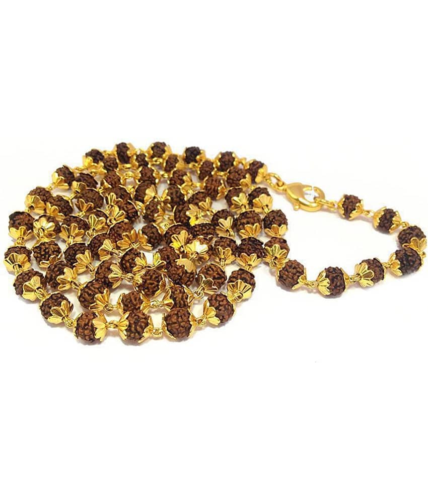 nitin collection 100% Original Rudraksha Mala in 7mm Beds With 1 Gram Hight Quality Gold Plated Cap