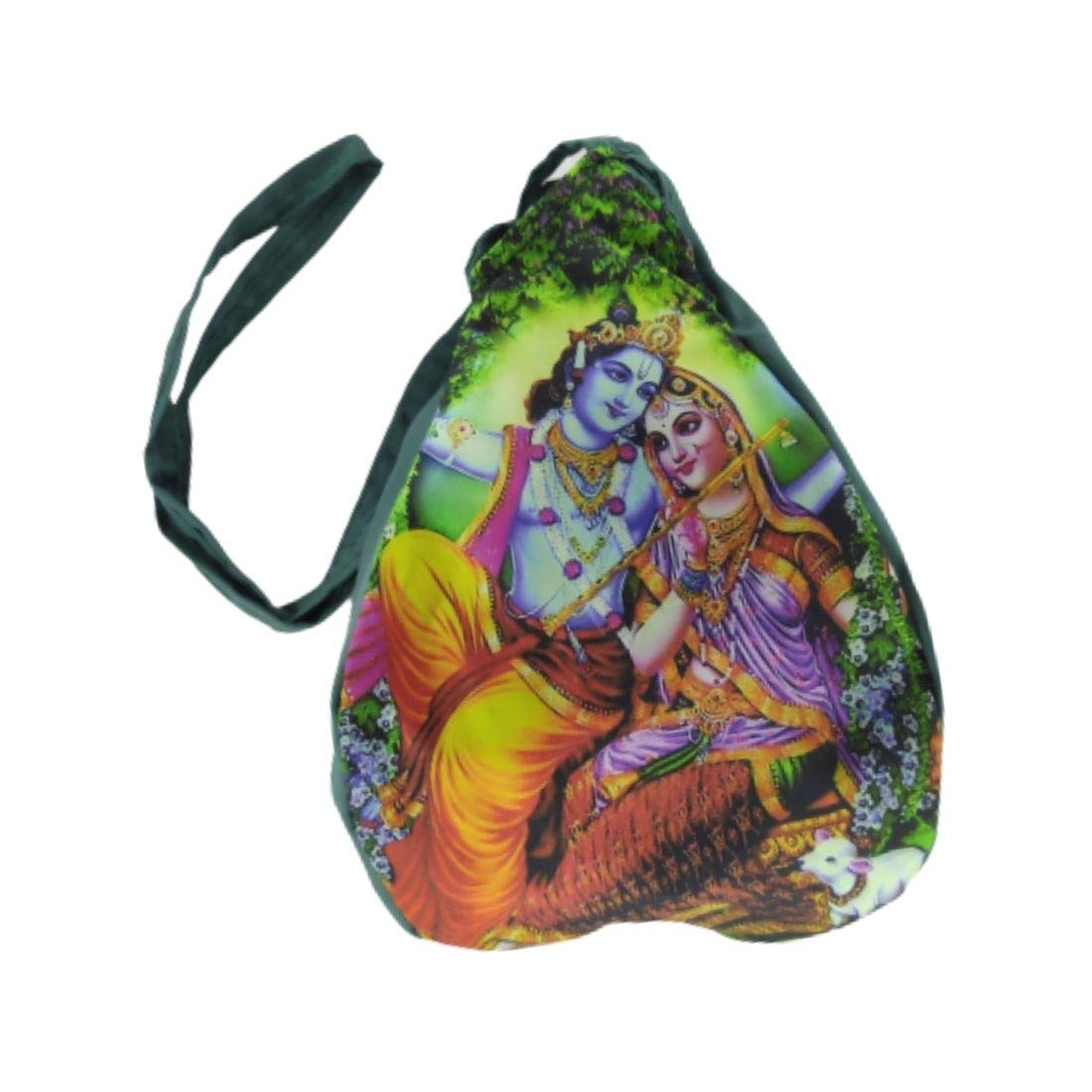 MAYAPURI Radha Krishna Printed Japa Mala Bag/Chanting Bag/Gomukhi Bag with Zip Pocket (Pack of 1)