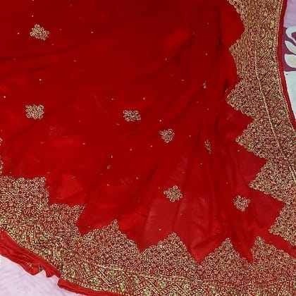 Beautiful Red georgets saree with blouse