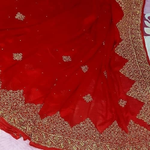 Beautiful Red georgets saree with blouse