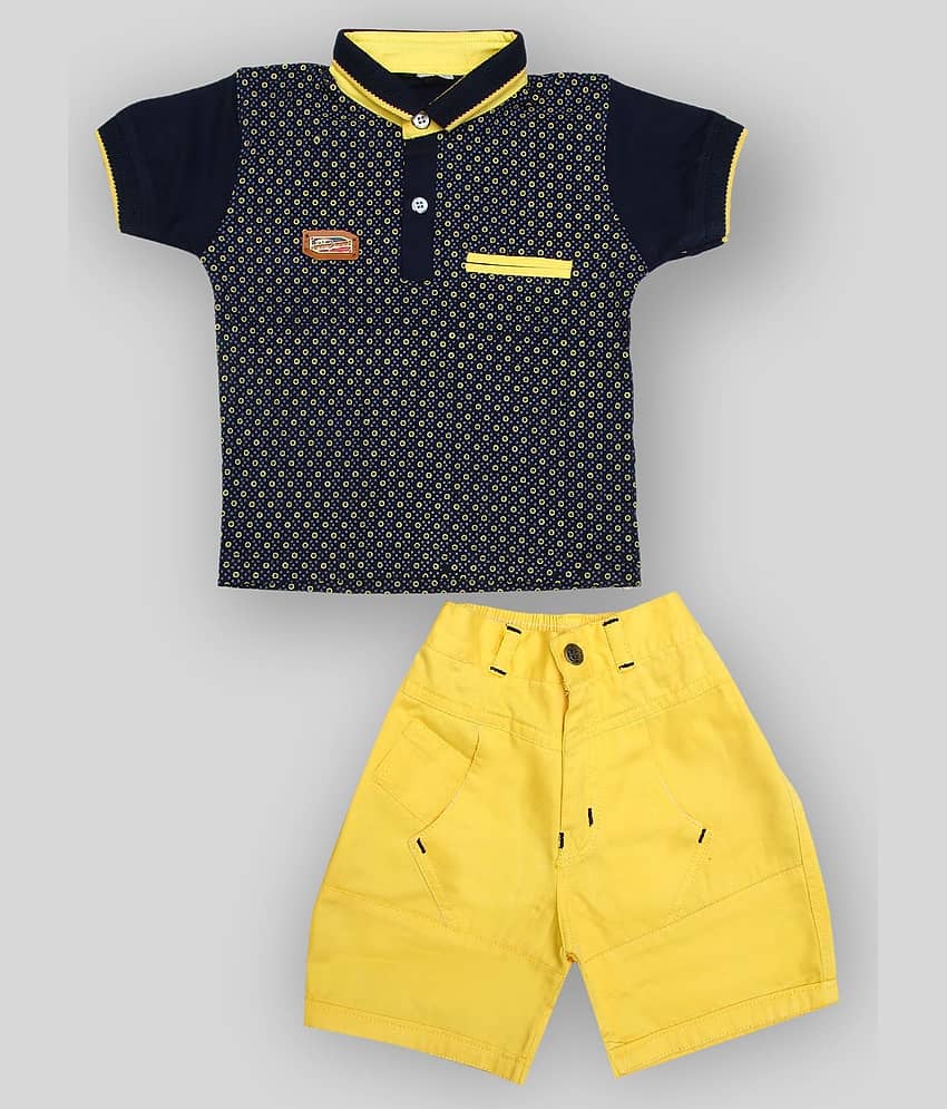 Zadmus Pack of 1 Boys Cotton T-Shirt & Shorts Set ( Yellow )