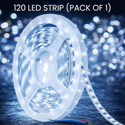 SPARKWORLD 5 Meter LED Flexible Strip Cove Light 120 LEDs/M, Self-Adhesive with SMPS | White Decorative Profile Light for Home & Office