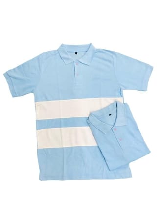 Men's Casual Short Sleeves Cotton Polo Neck T-Shirt (Aqua Blue, XL)-PID51445 Men's Casual Short Sleeves Cotton Polo Neck T-Shirt (Aqua Blue, XL)-PID51445
