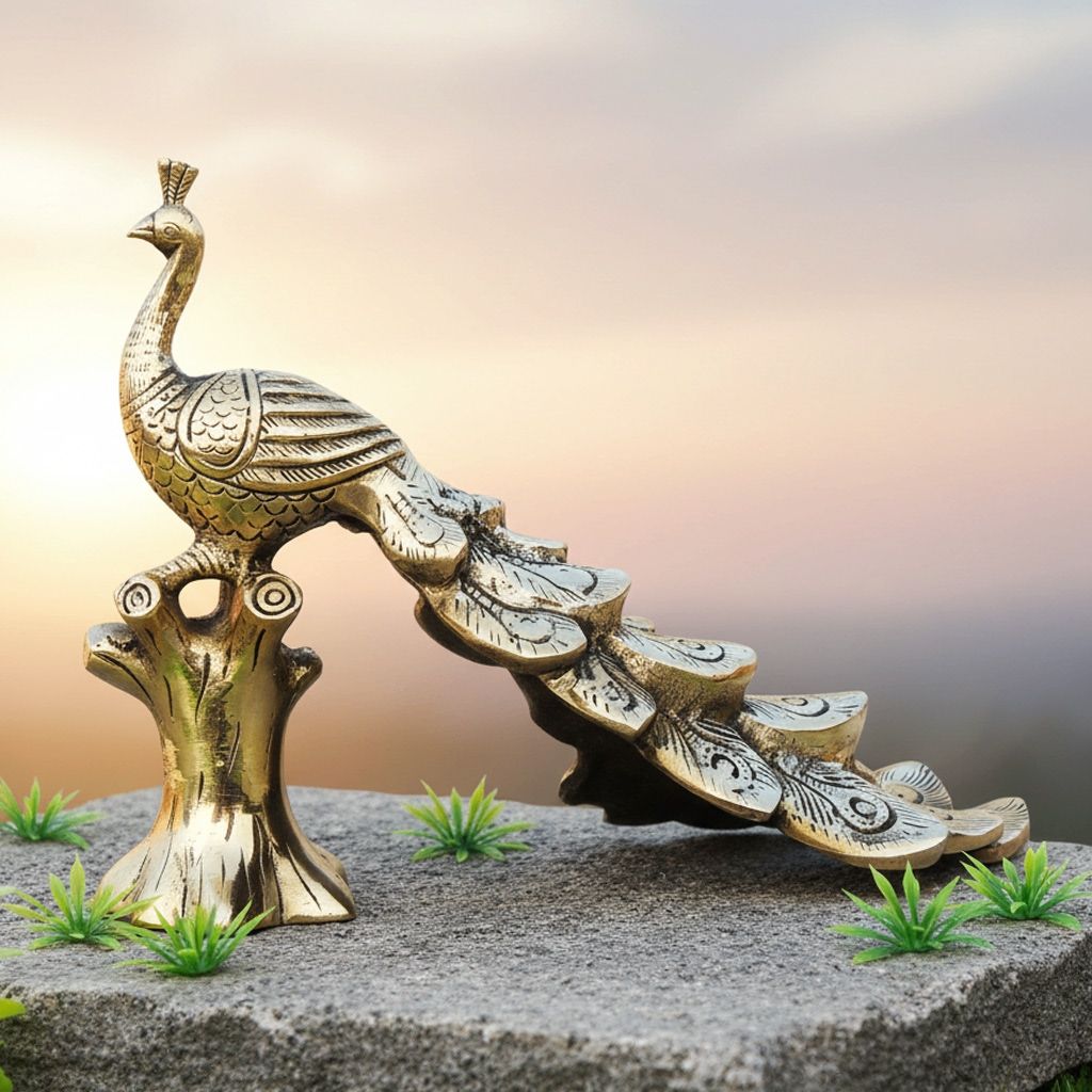 Decorative Brass Peacock Statue for Vastu & Interior Styling, Height : 6.5 Inch (BSMAS1542 C)
