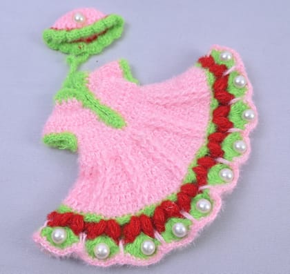 Pink Green Fuzzy Woolen Laddu Gopal Dress Set Pink Green Fuzzy Woolen Laddu Gopal Dress Set