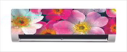 DreamKraft Decorative AC Sticker Pink and White Flower with Water Drop