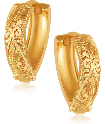Vighnaharta Filigree work Gold Plated alloy Hoop Earring Clip on fancy drop Bali Earring for Women and Girls  [VFJ1580ERG]
