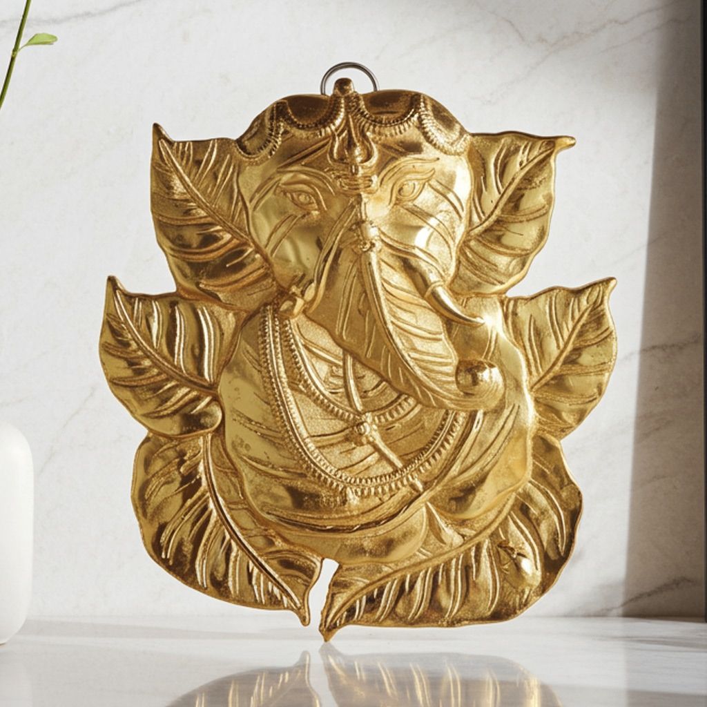 Aluminium  Showpiece Ganesh Patta Gold (ASMAS219 G)