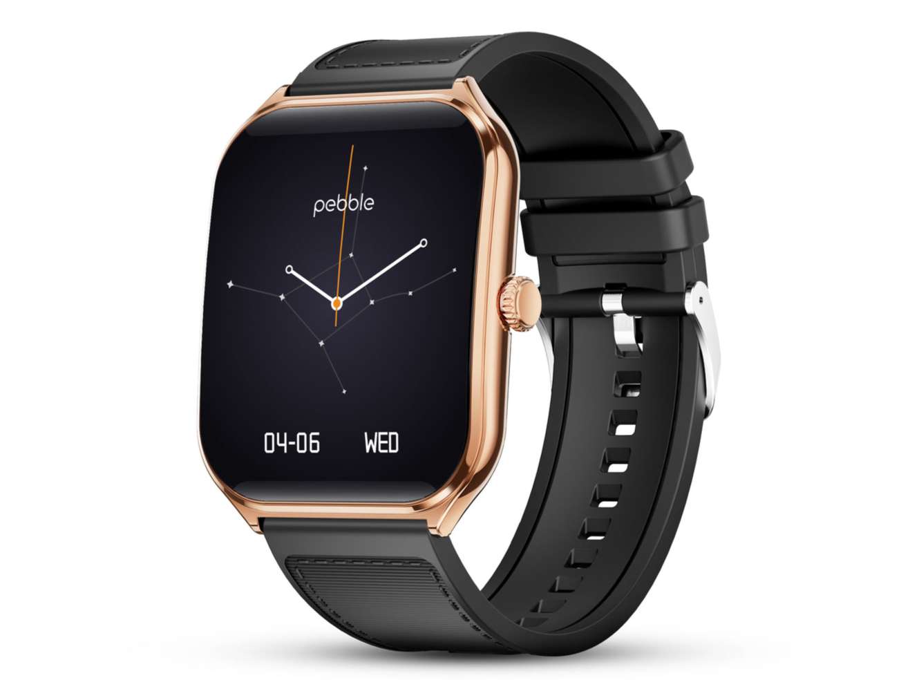 Pebble Royale Edge 1.93 Curved AMOLED Display Smartwatch with Always-On Display, Bluetooth Calling, Heart Rate & SpO2 Monitoring, Smart Watch - Jet Black