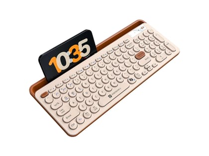 Portronics Bubble 3.0 3 X Bluetooth Connectivity, Dual Height Adjustment, In Built Rechargeable Battery, Integrated Numpad & Multimedia Keys - Beige Portronics Bubble 3.0 3 X Bluetooth Connectivity, Dual Height Adjustment, In Built Rechargeable Battery, Integrated Numpad & Multimedia Keys - Beige