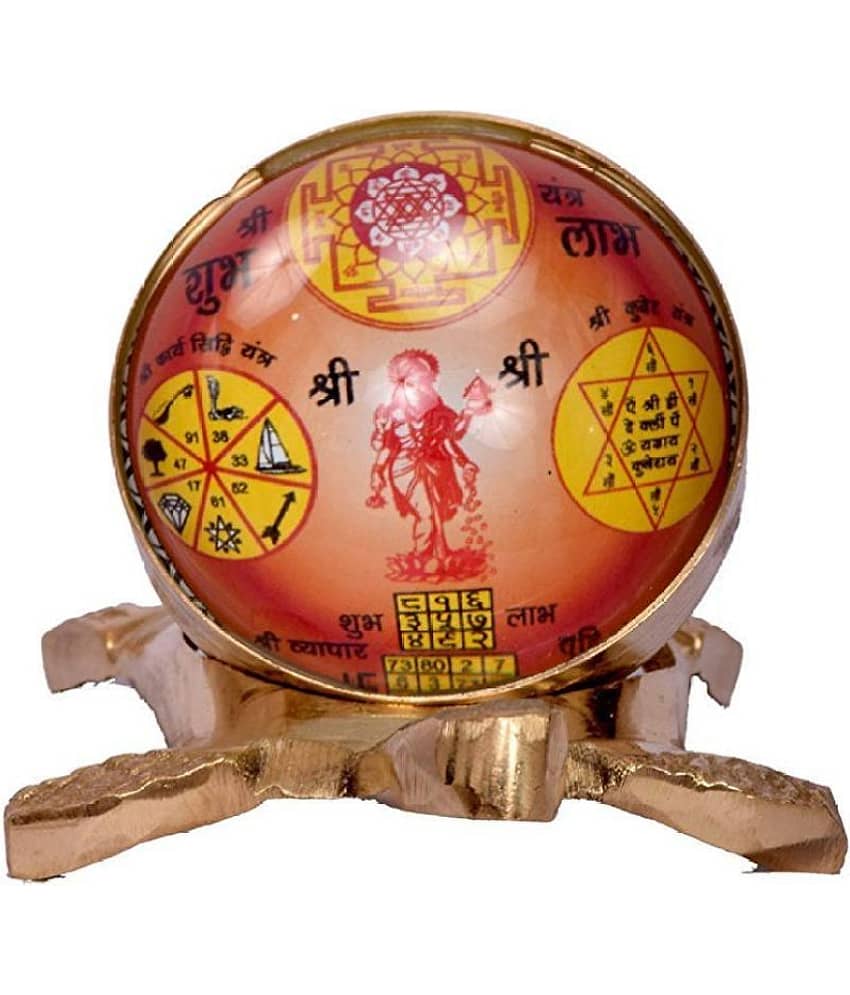 Vastu / Fang Shui Sampuran Shree Yantra On Tortoise Decorative Showpiece - 5 cm(Brass)