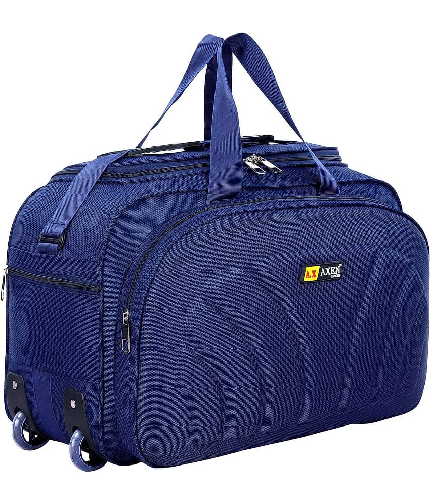 AXEN BAGS 60 Ltrs Navy Polyester Duffle Trolley