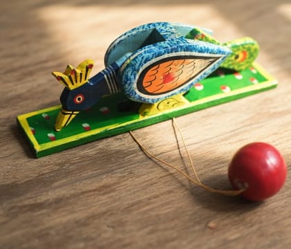 I Crafts Handmade Wooden Bird Toy – Traditional Handcrafted Eco-Friendly Wooden Plaything for Kids Single Pc