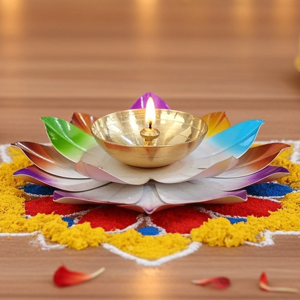 Brass Decorative Colourful Deepak (ZMAS567 D)