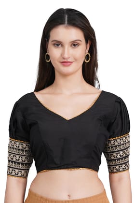 MRS RIGHT BLACK COTTON PADDED BLOUSE WITH STYLISH SLEEVES FOR WOMEN AND GIRLS MRS RIGHT BLACK COTTON PADDED BLOUSE WITH STYLISH SLEEVES FOR WOMEN AND GIRLS
