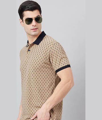 98 Degree North Pack of 1 Cotton Blend Regular Fit Printed Half Sleeves Men's Polo T Shirt ( Beige )
