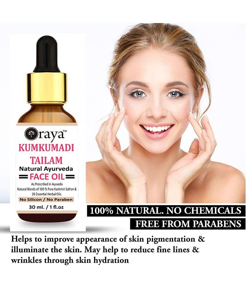 ORAYA Ayurvedic Kumkumadi Face Oil For Skin Brightening & Glowing Skin Face Serum 30 mL