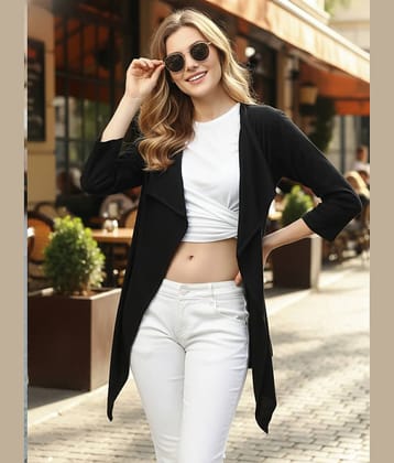 Rigo Women Cotton Solid Regular Shrug ( Black )