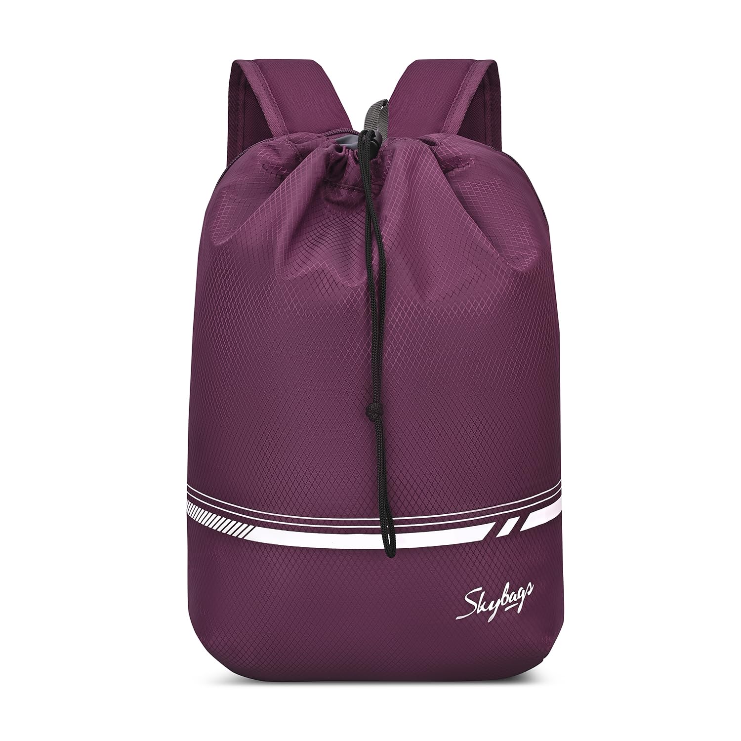 Smol 15L Casual Drawstring Daypack | Premium Diamond Pattern Premium Polyester Backpack with 2 Compartment & Padded Back Panel | Gym, Travel & Everyday Bag | Backpack for Men & Women