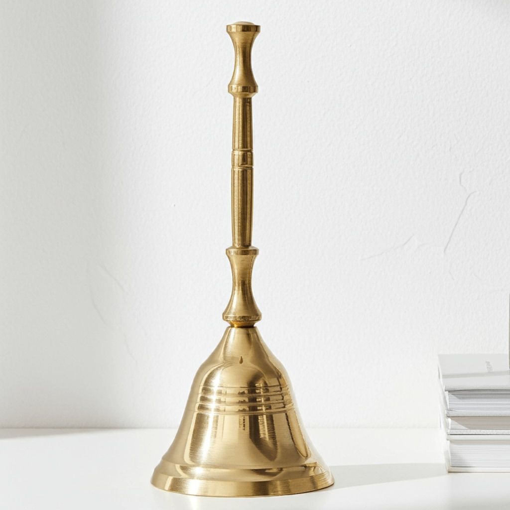 Brass Round Temple Puja Bell No. 4, Height : 5.3 Inch (ZMAS183 D)