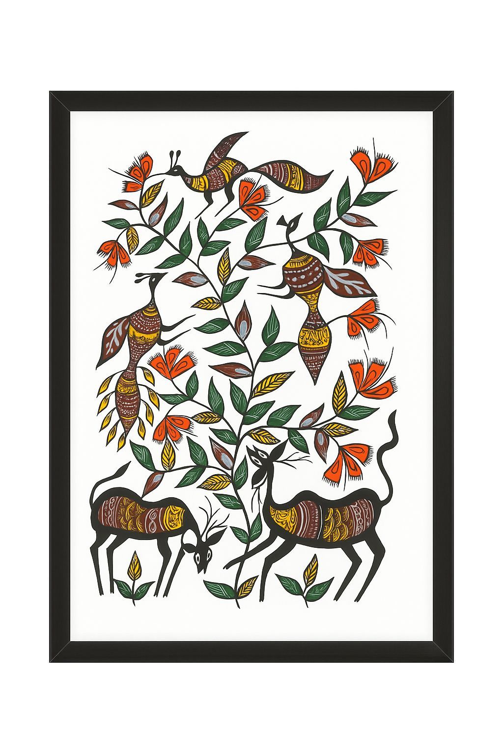Wild Harmony: Framed Gond Art of Nature & Grace