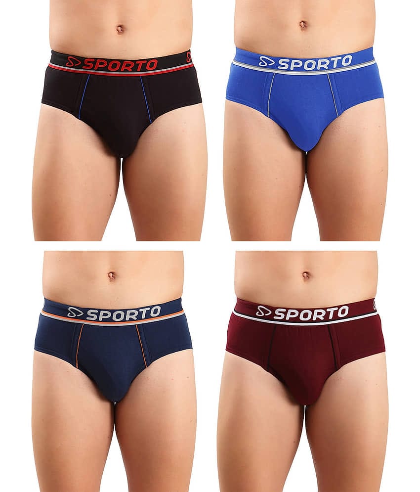 SPORTO Multicolor Cotton Men's Briefs ( Pack of 4 )