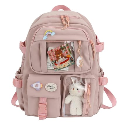 MTRoyaldia Kawaii Standard Backpack With Kawaii Pin And Accessories, Large Capacity Cute Bear Accessories Stas Kas For Teen Girls (Pink) MTRoyaldia Kawaii Standard Backpack With Kawaii Pin And Accessories, Large Capacity Cute Bear Accessories Stas Kas Fo