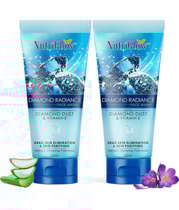 NutriGlow Diamond Radiance Face Wash Fresh Feel With Vitamin E For Skin Brightening & Anti-Ageing, 65ml (Pack of 2)