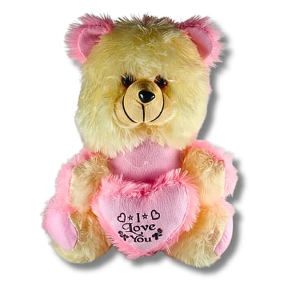 Saadhya Toys Love You Heart Teddy Bear – Soft Plush Pink &amp; Cream Teddy for Gifting, Home Décor &amp; Emotional Expression (32 × 18 cm)