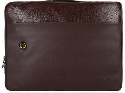 SOOPII Smart Laptop Bag with Charging & Headphone Port, Premium PU Leather Laptop Sleeve with Handle, Water-Resistant & Slim Business Case(13/14/15.6 - Brown SOOPII Smart Laptop Bag with Charging & Headphone Port, Premium PU Leather Laptop Sleeve with Handle, Water-Resistant & Slim Business Case(13/14/15.6 - Brown