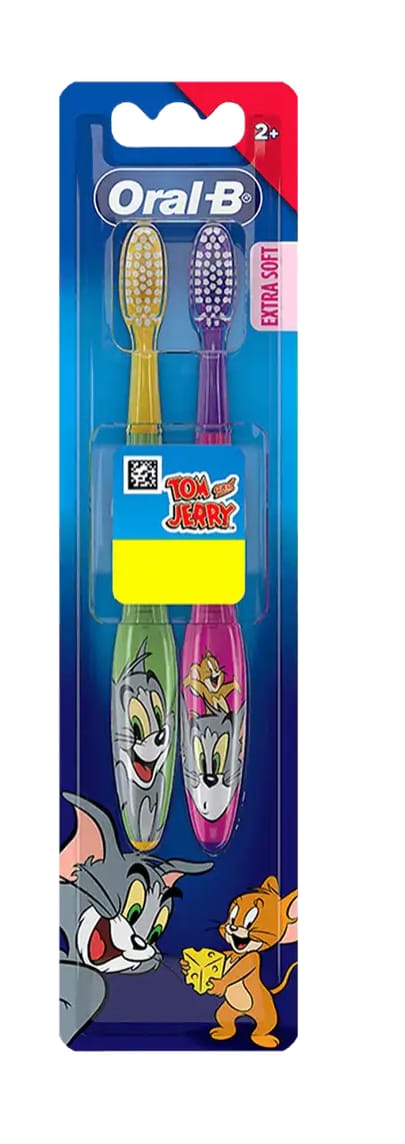 Oral -B kids Tom & jerry Extra Soft Toothbrush, Age 2+ ,2 pack