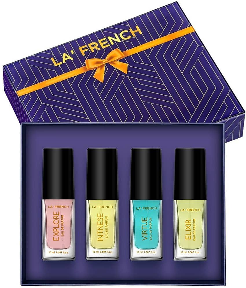 LA FRENCH Eau De Parfum (EDP) Fruity,Fresh,Floral Strong -Fragrance For Men,Women ( Pack of 4 )