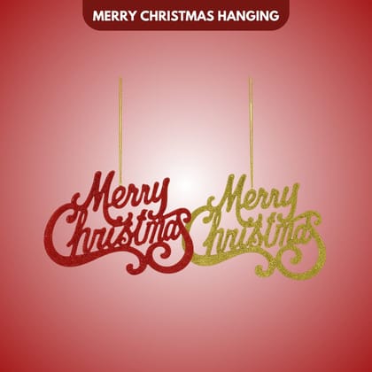 Merry Christmas Hanging Red & Gold - Set of 2