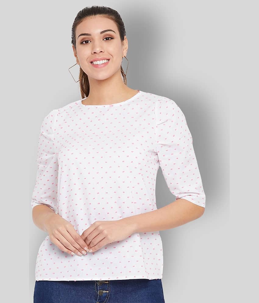 AUSTIN WOOD Women's Cotton Regular Top ( White )