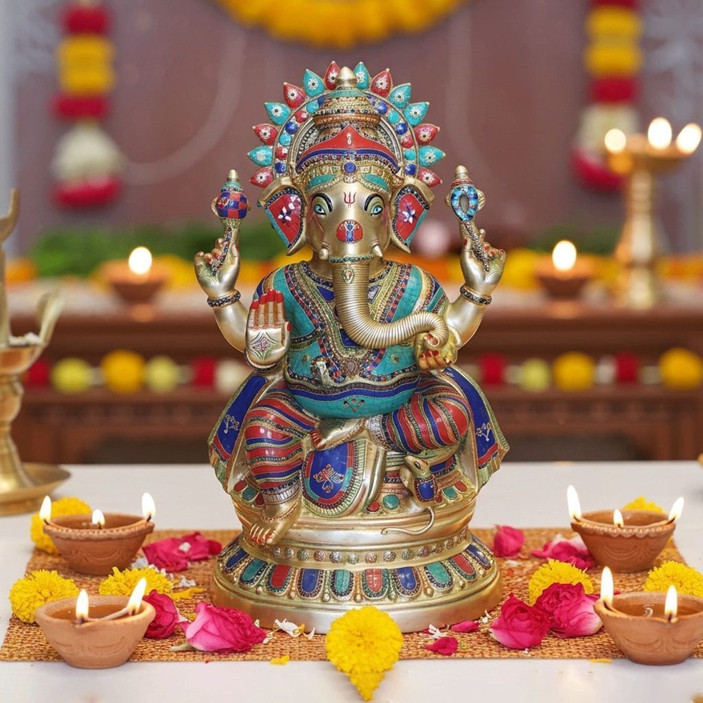 Brass Ganesh Ji Statue Idol (BSMAS1348 G)