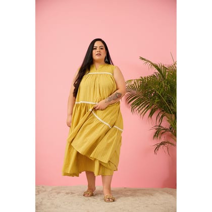 Summer Style Yellow Cotton Dress Summer Style Yellow Cotton Dress