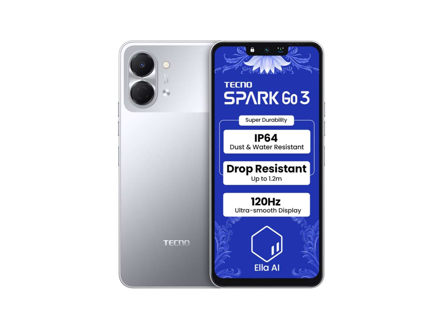 Tecno Spark Go 3 Smartphone, 4GB RAM,  64GB Storage - Titanium Grey