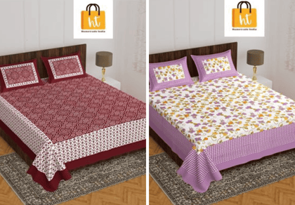 2201-Hometrade India- Standard Double Size (90*100 in )-Combo Double Bedsheet