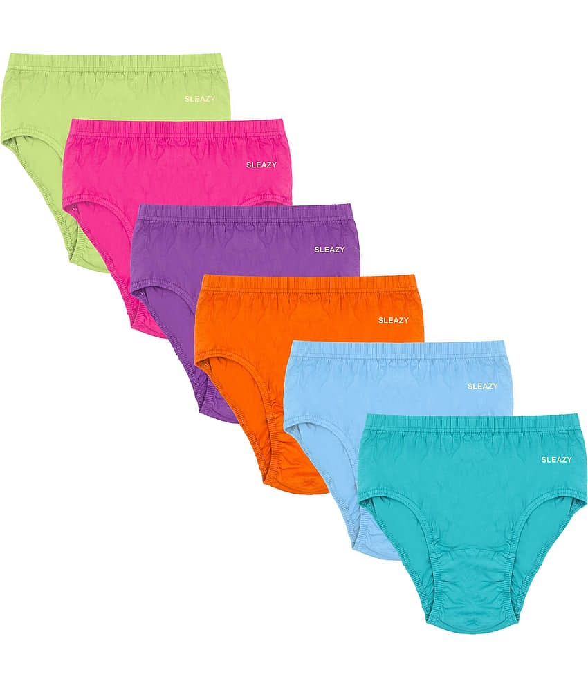 Sleazy Pack of 6 Cotton Solid Women's Briefs ( Multi Color )