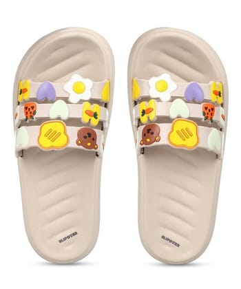 SLIPOVER Slides (Women 3 Stripes) Slippers for Women Stylish|Comfortable|Soft|Lightweight|Anti-Skid|Slides|Lab tested|Casual|EVA Slippers|Chappals|Slides|Sandals, Womens|Girls