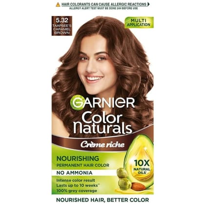 Garnier Color Natural Creme Riche No 5.32 Taapsee's Caramel Brown, 70ml + 60 g Garnier Color Natural Creme Riche No 5.32 Taapsee's Caramel Brown, 70ml + 60 g