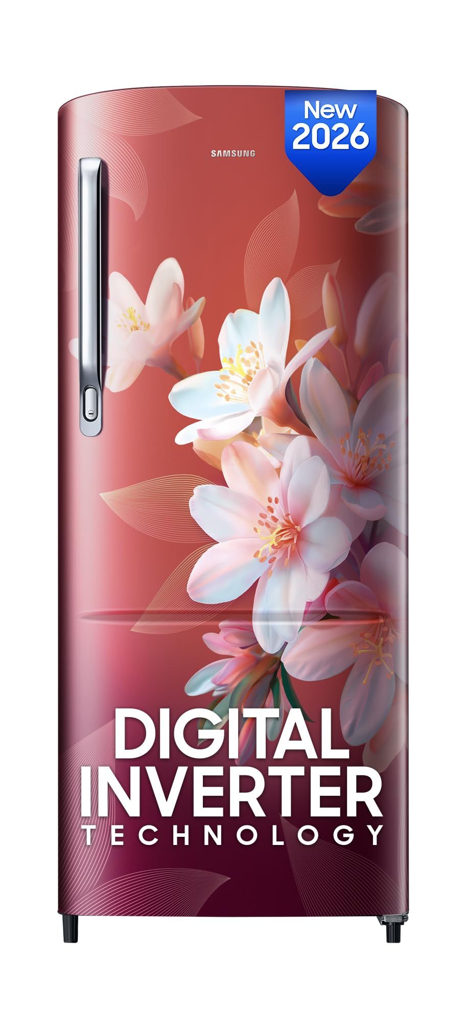 Samsung 183 L, 3 Star, Digital Inverter, Direct-Cool Single Door Refrigerator (RR20H1723WR/HL, Wild Lily Red, Single Touch Defrost, 2026 Model) Samsung 183 L, 3 Star, Digital Inverter, Direct-Cool Single Door Refrigerator (RR20H1723WR/HL, Wild Lily Red,