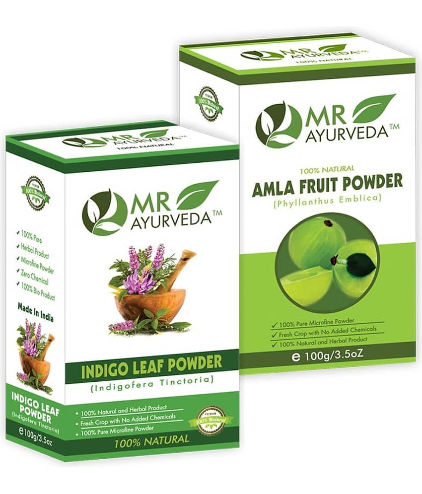 MR Ayurveda 100% Herbal Indigo Powder and Amla Powder Hair Scalp Treatment 200 g Pack of 2