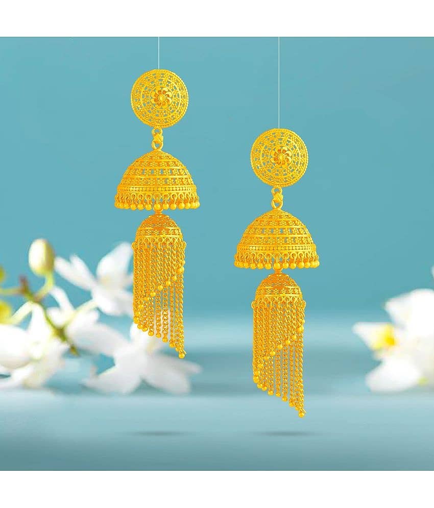 LUV FASHION Golden Jhumki Earrings ( Pack of 1 )