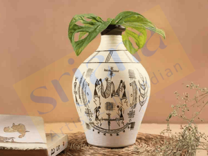 Srjana Handcrafted Terracotta Hand Painted Vase 1pc
