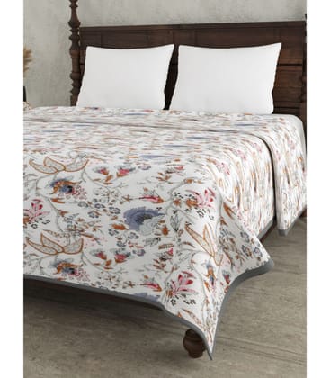 Floral Garden Collection Pure Cotton Double Bed Dohar Blanket Floral Garden Collection Pure Cotton Double Bed Dohar Blanket